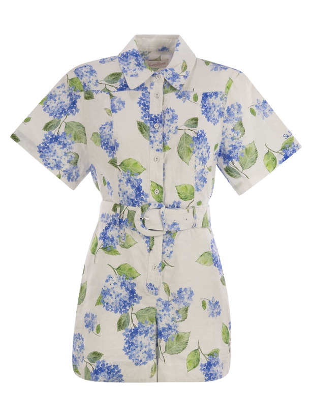 Photo: MC2 Saint Barth Carola - Linen Playsuit With Print