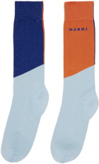 Marni Blue & Orange Color Block Socks