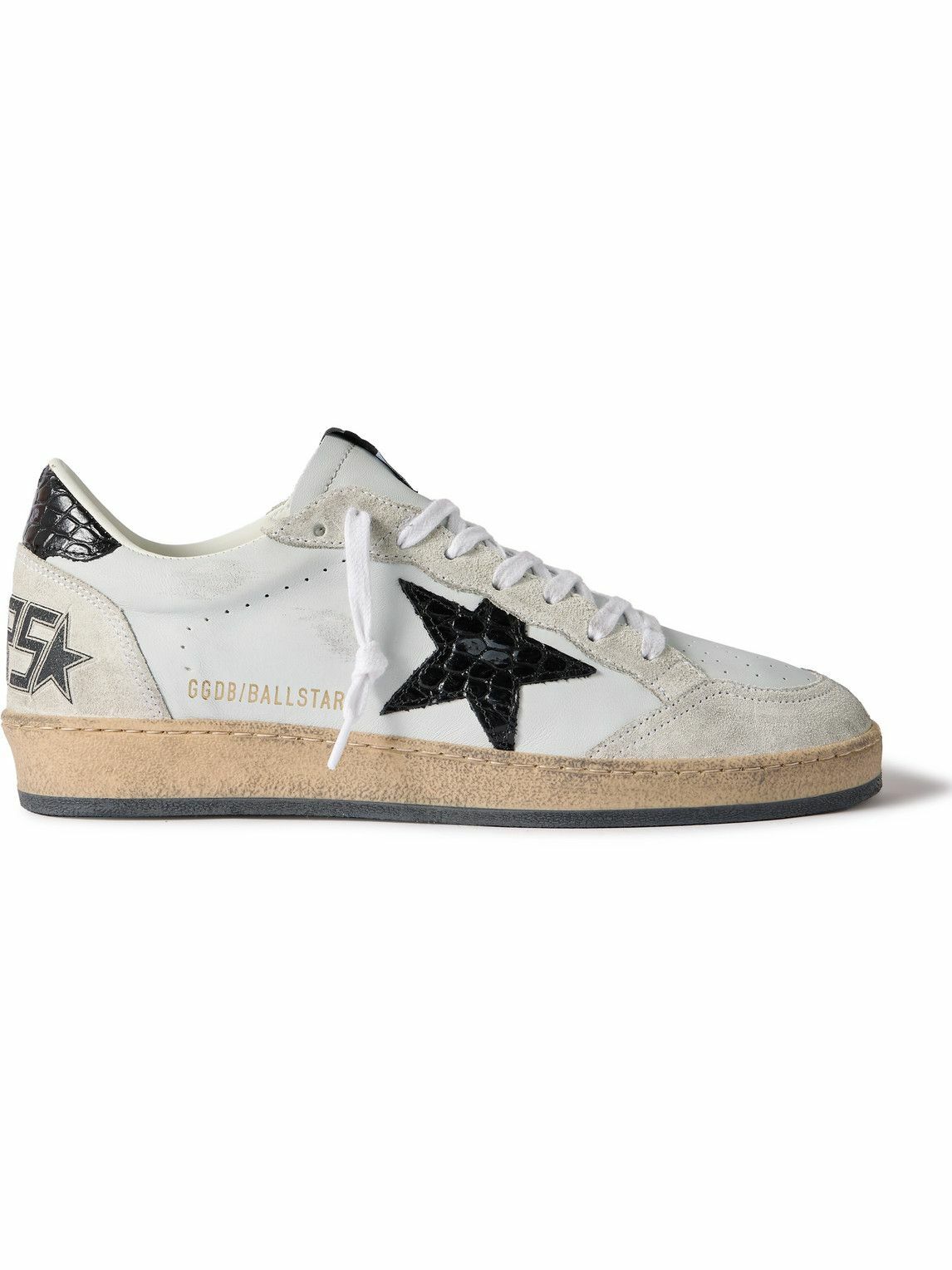 Golden Goose - Ball Star Distressed Suede-Trimmed Leather