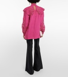 Costarellos Mika broderie anglaise linen-blend blouse