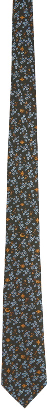 Photo: Gucci Green & Blue Silk Flowers Bees Tie