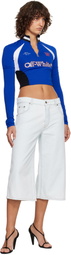 Off-White Blue Wide Crop Denim Shorts