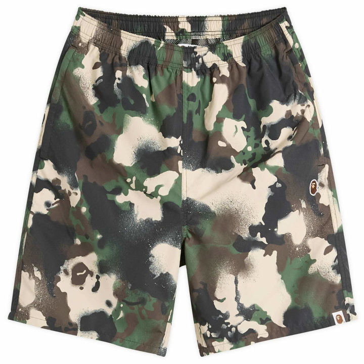 Photo: A Bathing Ape Men's Map Camo Regular Fit Beach Shorts in Green