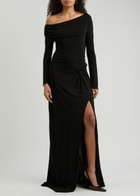 16 Arlington Polyta Draped Jersey Gown Black