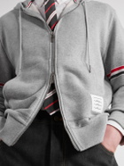 Thom Browne - Cotton-Piqué Zip-Up Hoodie - Gray