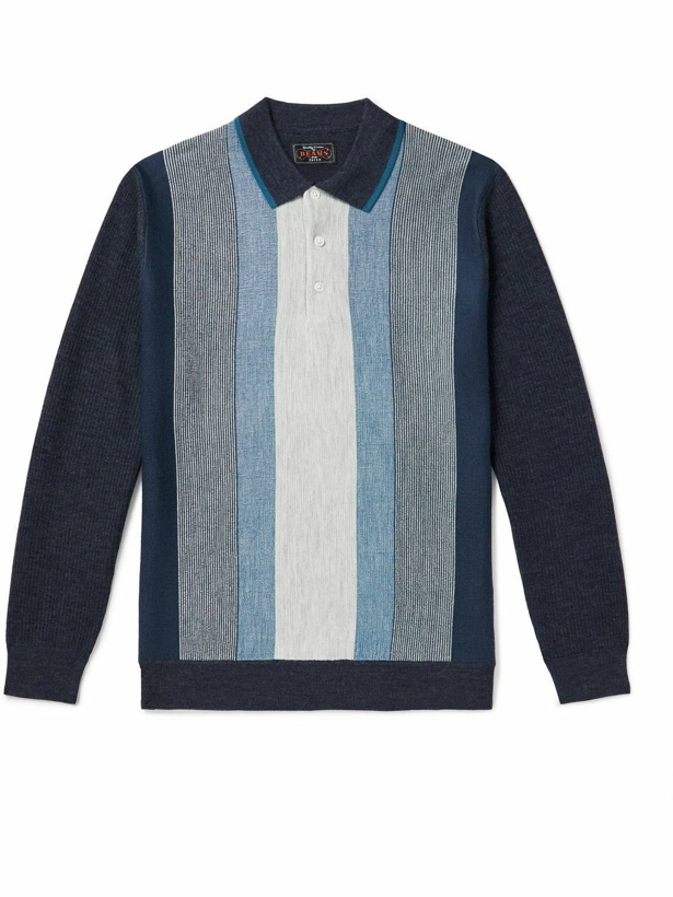 Photo: Beams Plus - Striped Wool-Jacquard Polo Shirt - Blue