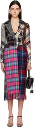 Marine Serre Multicolor Regenerated Tartan Scarves Fitted Coat