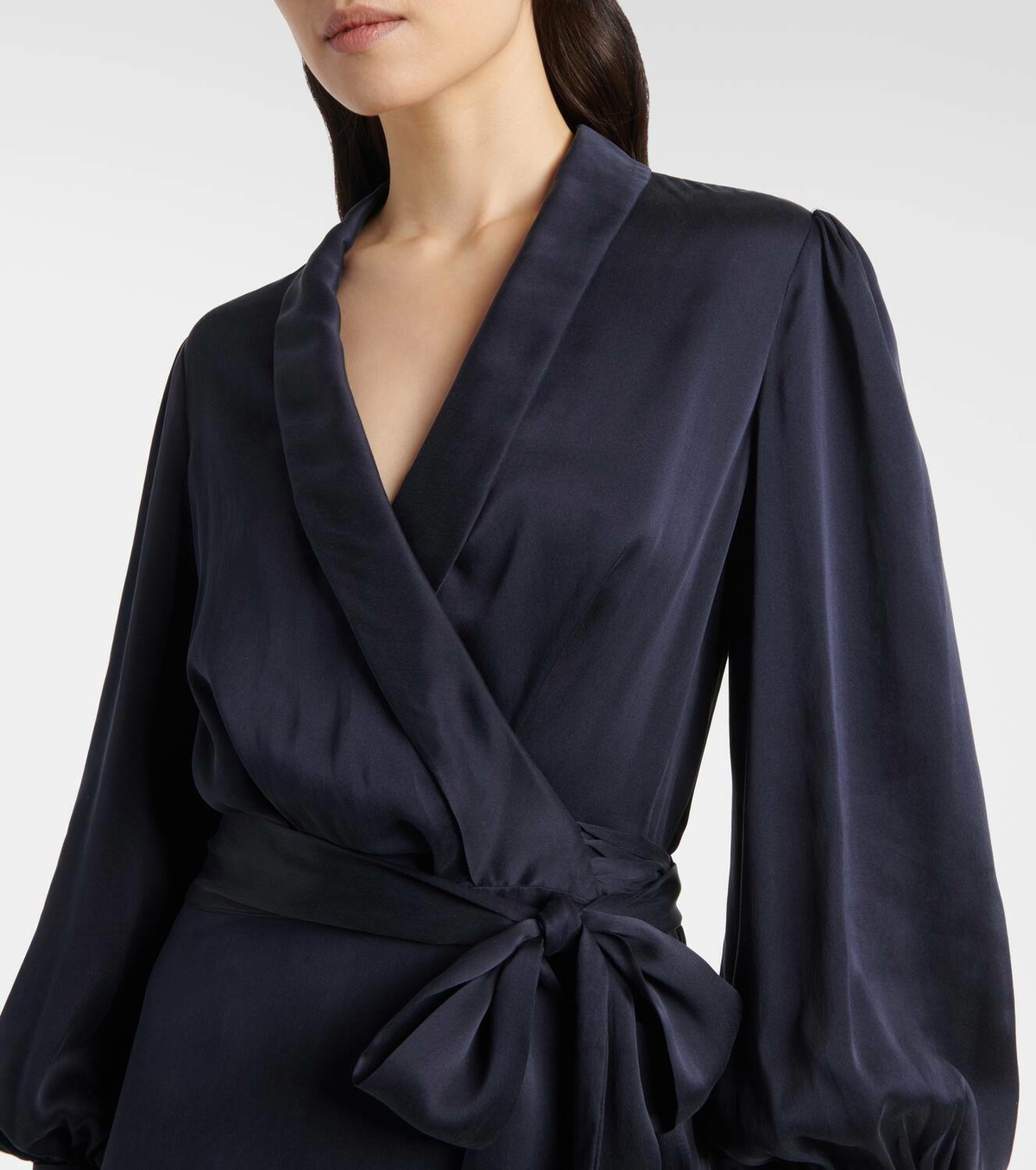 zimmermann ruffled silk satin wrap dress ZIMMERMANN Ruffled Silk-Satin Mini Wrap Dress