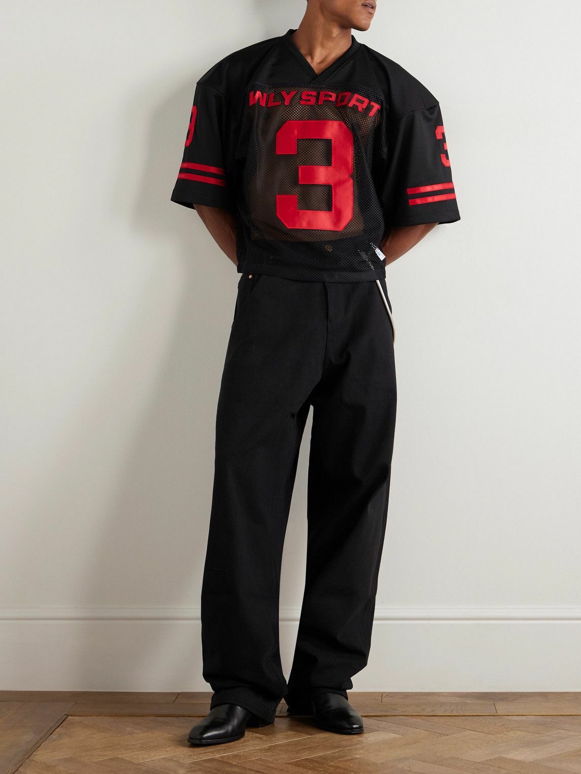 トップス WILLY CHAVARRIA BUFFALO GOLF POLO MESH L Buffalo Golf Polo in Solid Black – SVRN