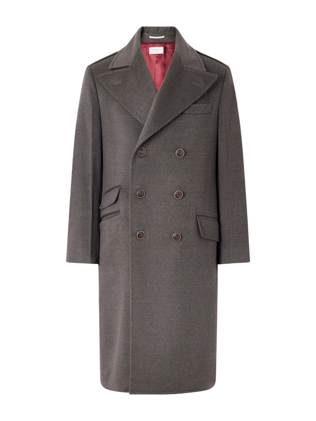 Photo: Brunello Cucinelli - Virgin Wool Double-Breasted Coat - Green