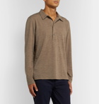 Barena - Matana Mélange Wool-Blend Polo Shirt - Brown