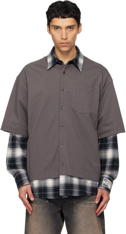 Photo: We11done Gray Check Layered Shirt