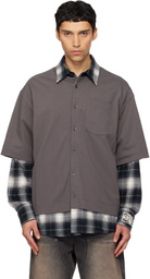 We11done Gray Check Layered Shirt