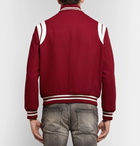 Saint Laurent - Leather-Trimmed Virgin Wool-Blend Bomber Jacket - Men - Claret