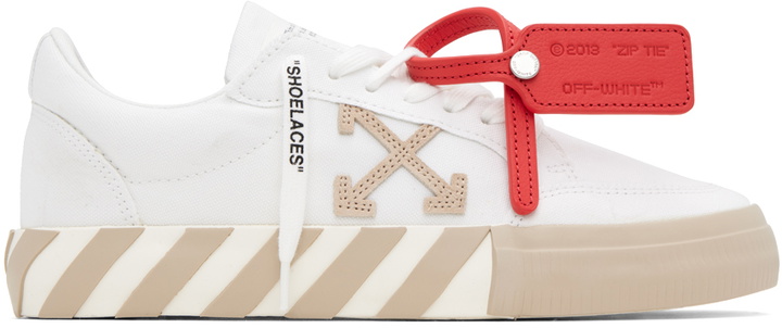 Photo: Off-White White & Beige Vulcanized Sneakers