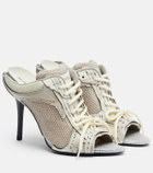 Balenciaga Stapler embellished leather-trimmed mules