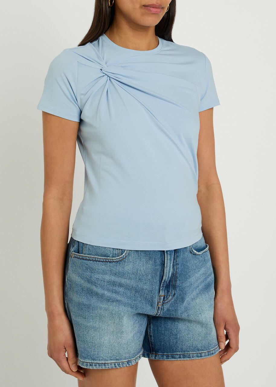Good American Twist-effect Stretch-cotton T-shirt Light Blue