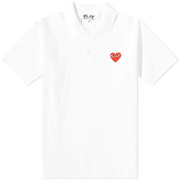 Photo: Comme des Garçons Play Men's Polo Shirt in White/Red