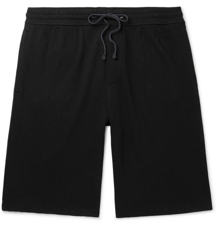 Photo: James Perse - Loopback Supima Cotton-Jersey Drawstring Shorts - Black