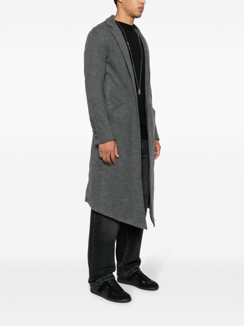 Greg Lauren Grey Wool Long Cardi-Coat