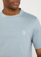 Brunello Cucinelli Printed Cotton T-shirt Blue