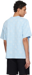 Casablanca Blue Applique Monogram Oversized Short Sleeve T‑shirt
