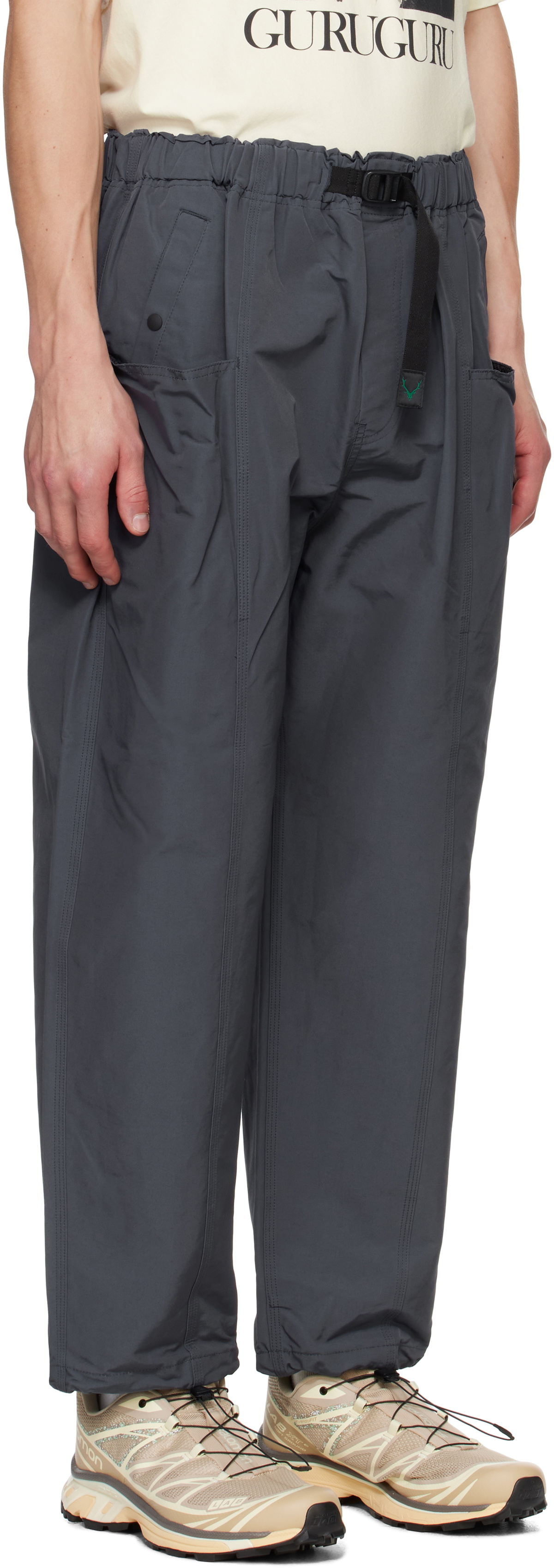 South2 West8 Gray Belted C.S Trousers