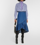 Polo Ralph Lauren Ruffled cotton chambray wrap skirt