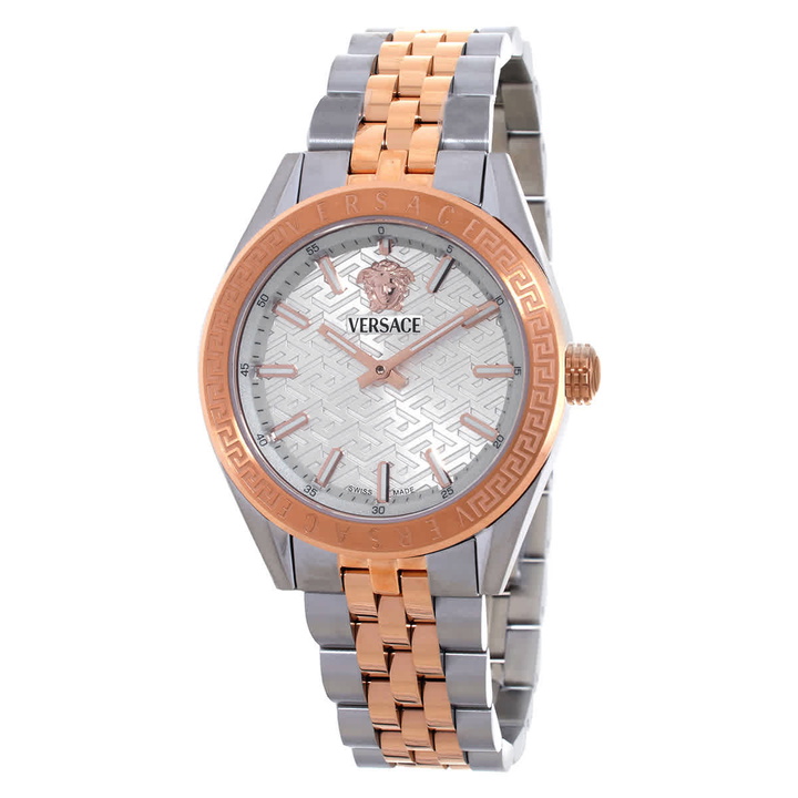 Photo: Versace V-Code Quartz Silver Dial Ladies Watch VE8I00624