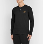 Versace - Logo-Print Cotton-Blend Jersey Henley T-Shirt - Black