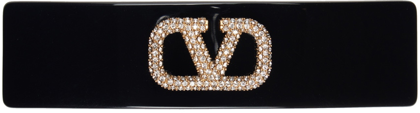Valentino Garavani V Logo Hair Clip in Black Valentino Garavani VLogo Signature Crystal Hair Clips  main image 3