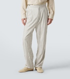 Zegna Striped silk straight pants