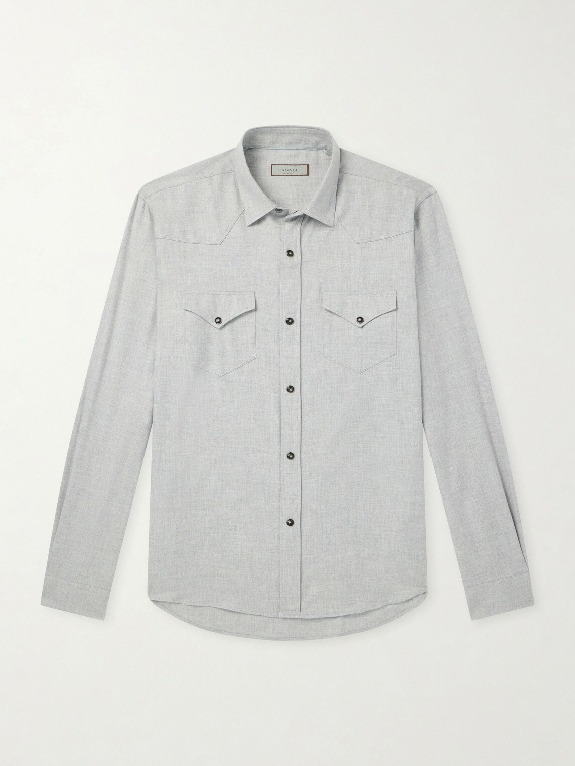 Canali - Lyocell and Cotton-Blend Herringbone Shirt - Gray
