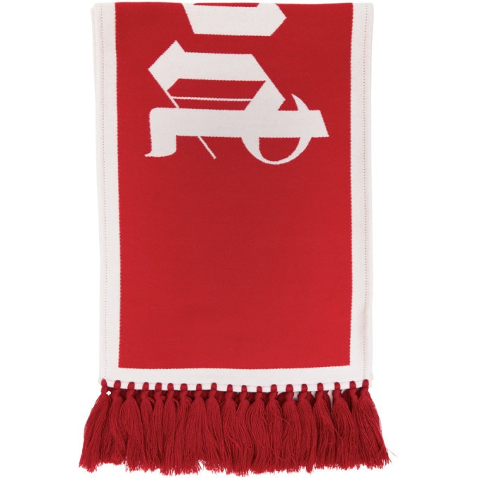 Photo: Palm Angels Red Knit Logo Scarf