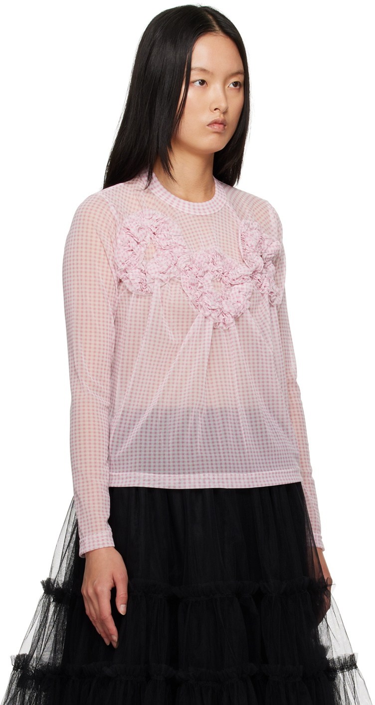 Noir Kei Ninomiya Pink Check Long Sleeve T-Shirt Noir Kei Ninomiya