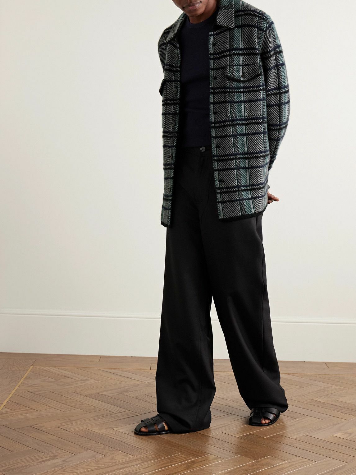 Guest In Residence - Checked Cashmere Overshirt - Gray