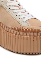 Chloe Nama Panelled Suede Flatform Sneakers Brown