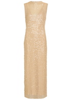 Shona Joy Everly Sequin-embellished Stretch-mesh Maxi Dress Beige