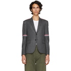 Thom Browne Grey Elastic Stripe Seamed Armhole Single-Breasted Blazer