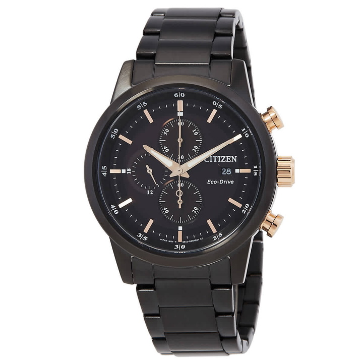 Photo: Citizen Chronograph Eco-Drive Black Dial Mens Watch CA0746-85E