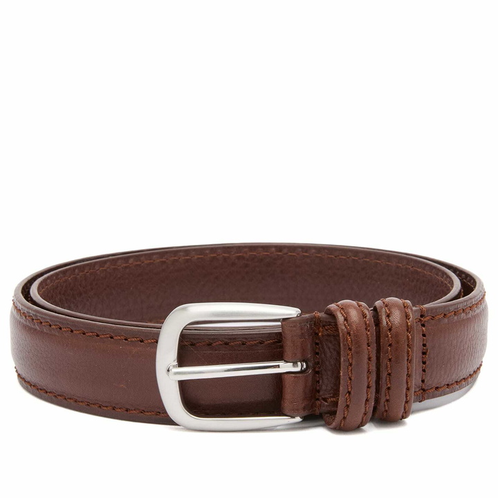 Photo: Anderson's Men's Narrow Stitch Trimmed Leather Belt in Brown