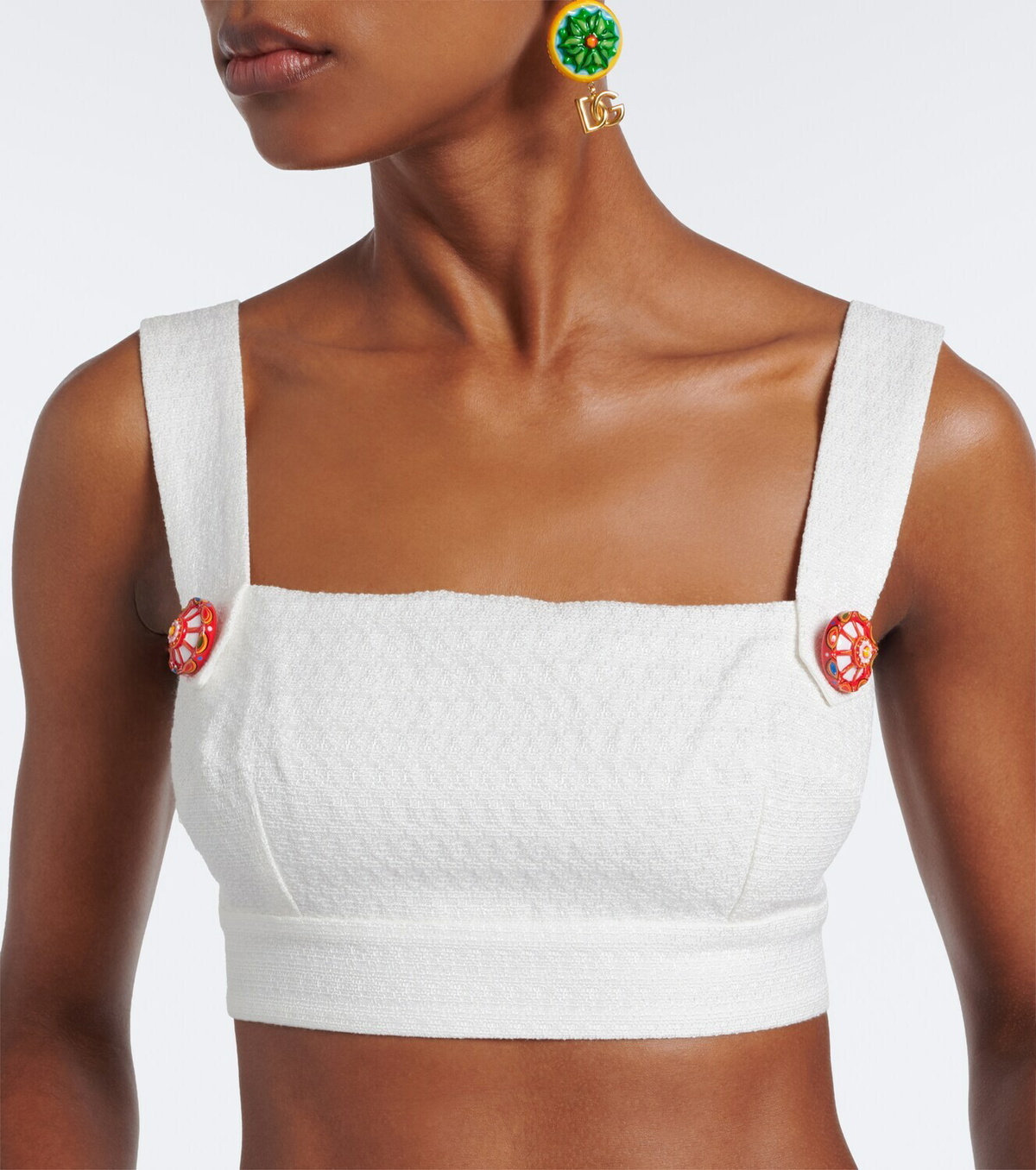 Dolce&Gabbana Cotton and linen-blend crop top