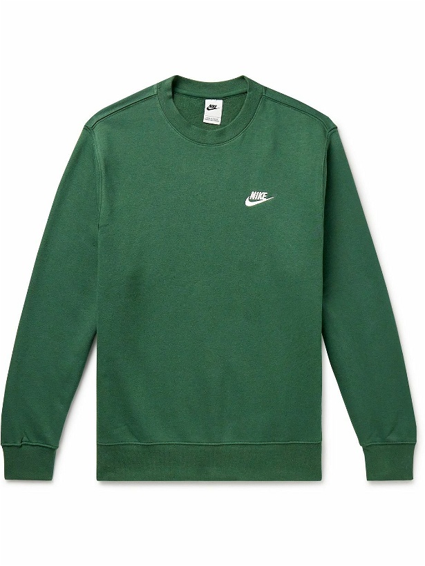 Photo: Nike - Sportswear Club Logo-Embroidered Cotton-Blend Tech Fleece Sweatshirt - Green