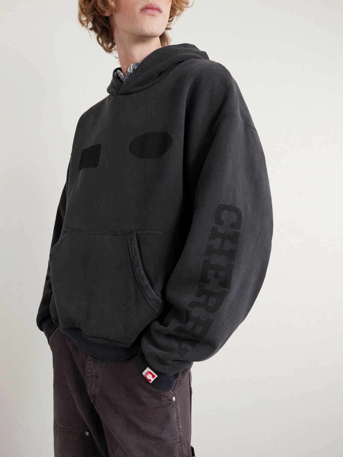 Cherry Los Angeles - Sun Faded Thermal Cotton-Fleece Hoodie - Black