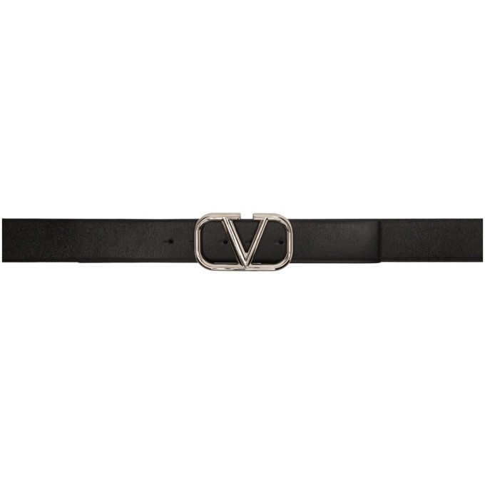 Photo: Valentino Black Valentino Garavani VLogo Buckle Belt