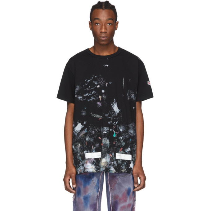 Photo: Off-White SSENSE Exclusive Black Galaxy Brush T-Shirt