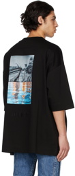 Juun.J Black Overfit Graphic Half Sleeve T-Shirt