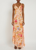 Never Fully Dressed Floral Sofia Satin Maxi Dress Cream