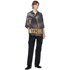 Moschino Black and Gold Leather Print Half-Sleeve Shirt