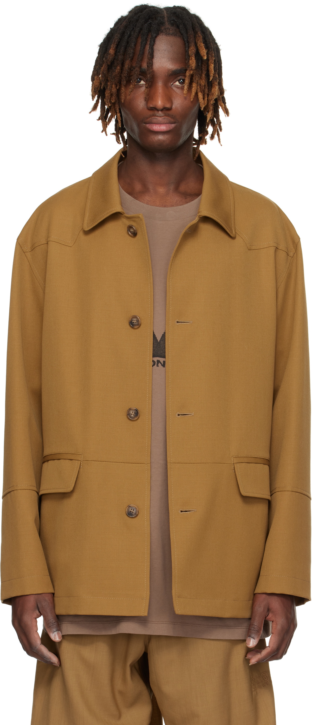 MM6 Maison Margiela Tan Gabardine Jacket MM6 Maison Margiela